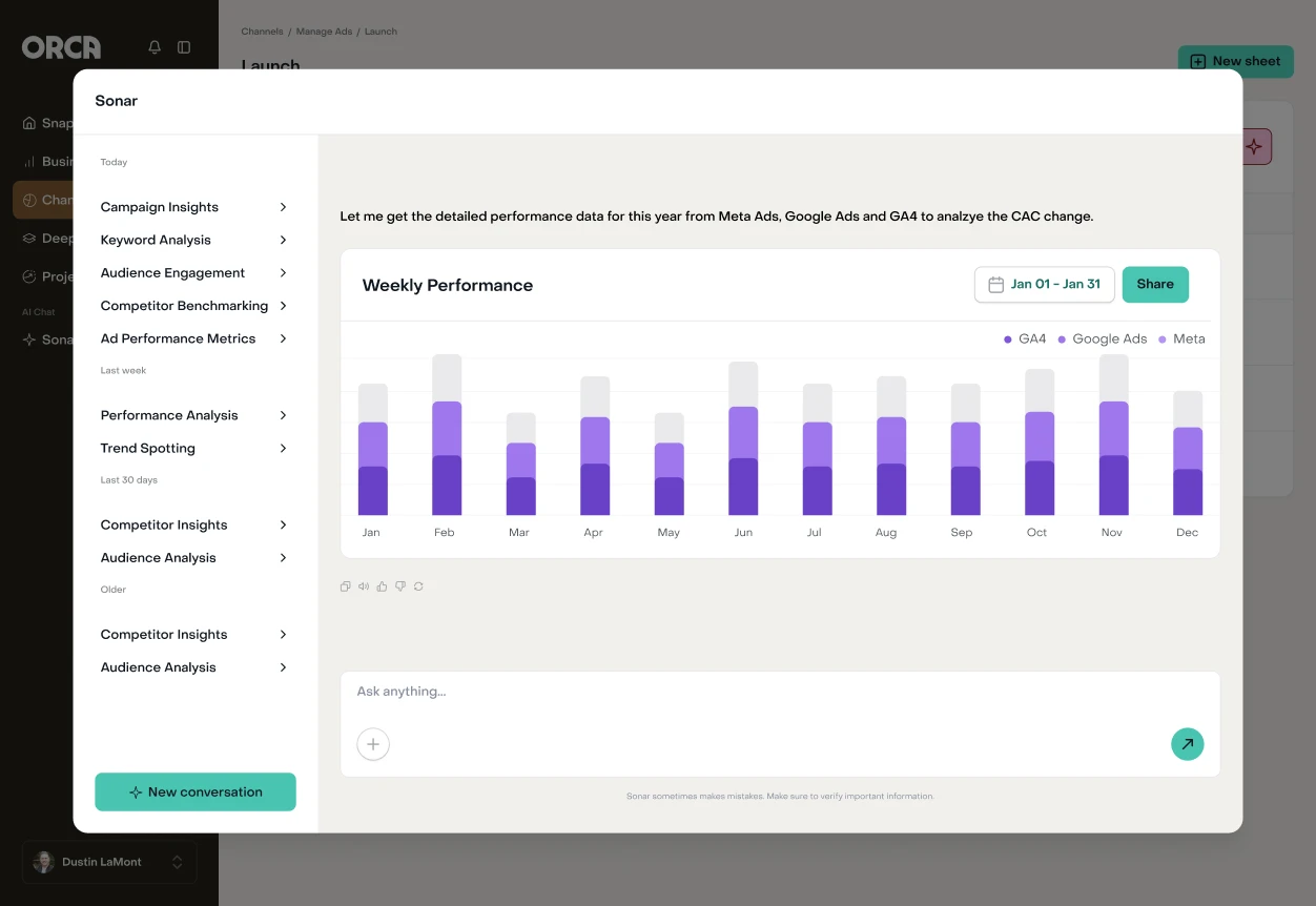 Orca AI Chat — conversational interface for ads insights