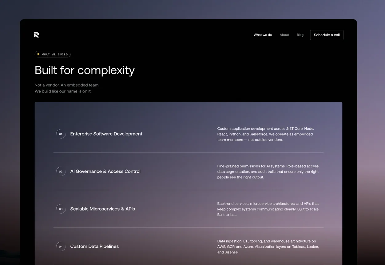 RemedyOne What We Do page — Built for complexity