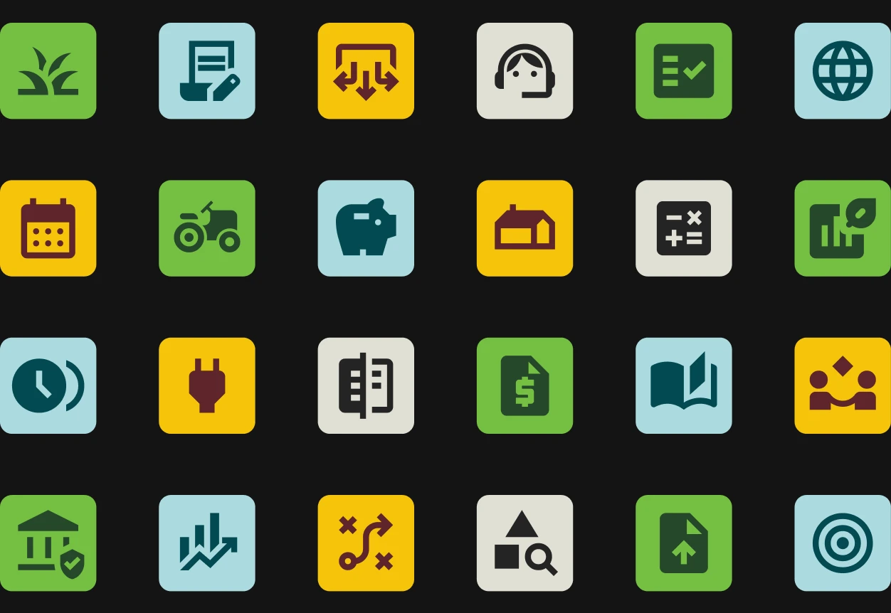 Traction icon grid — agricultural and finance iconography